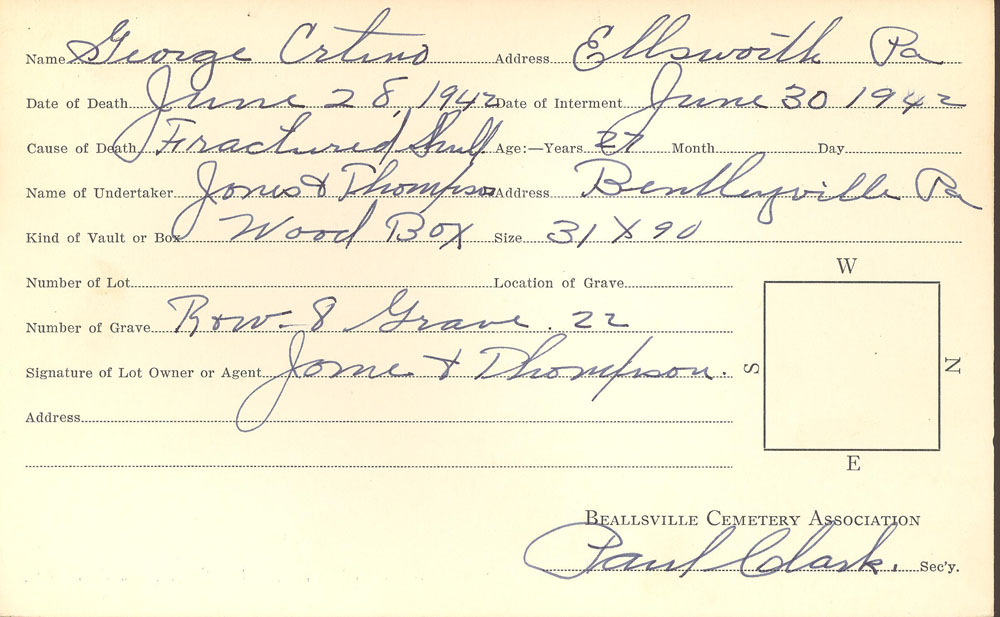 burial card